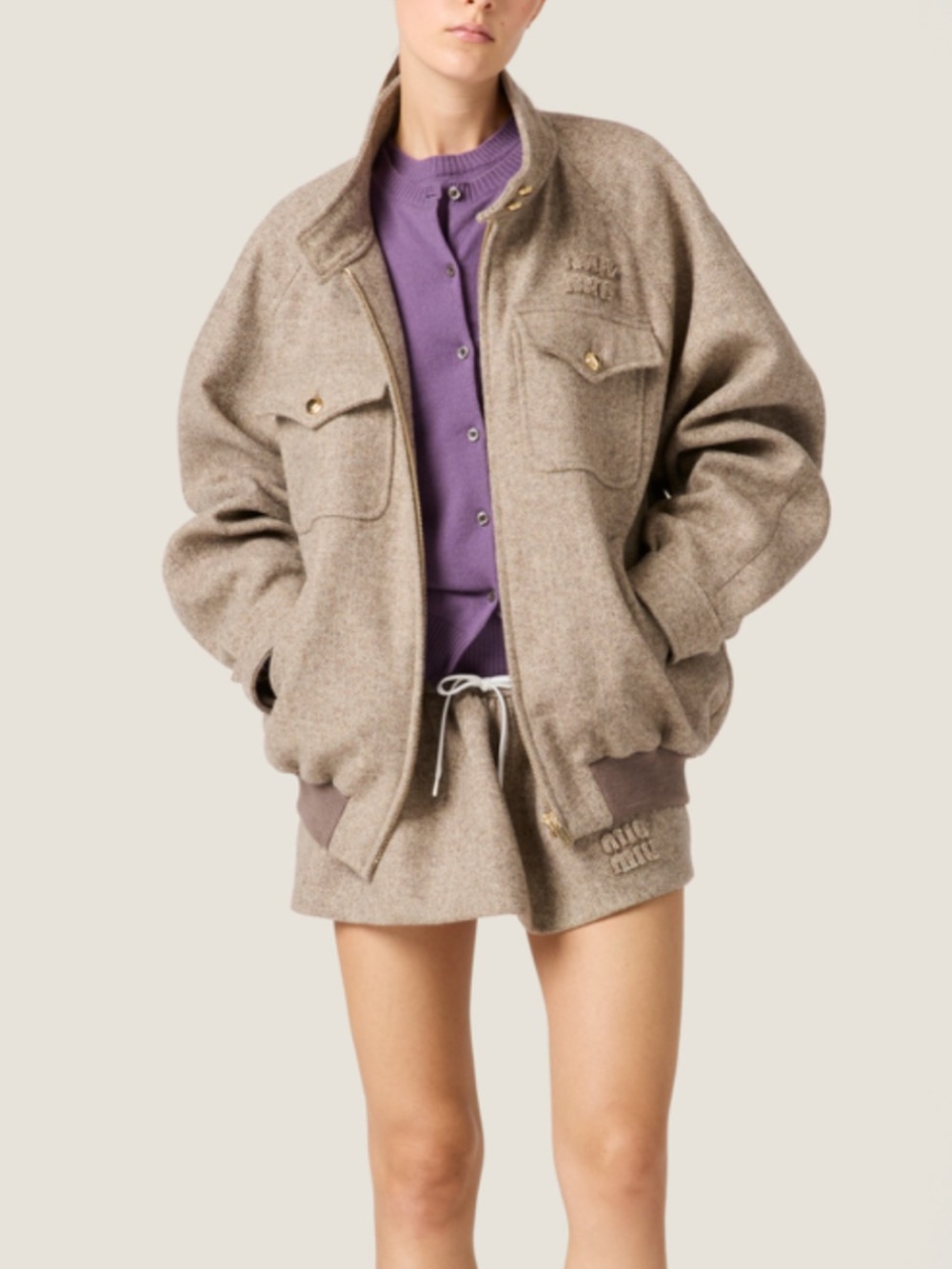 Miu Miu Chevron Jacket and Chevron Mini Skirt Set
